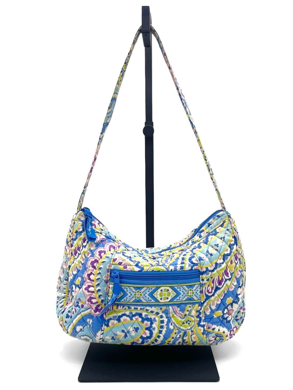 Vera Bradley New Hobo Capri Blue 2007 Quilted Paisley Shoulder Bag Blue Purple